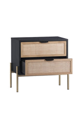 Black Oak Nightstand with Rattan Drawers by Splendido Avida, alternate view 4