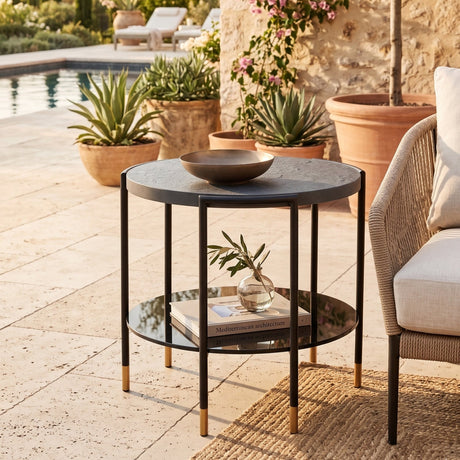 Black 2-Layer Indoor/Outdoor Side Table by Splendido Zuma, alternate view 2