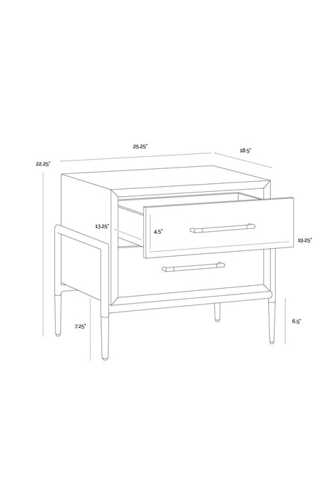 Acacia Veneer 2-Drawer Nightstand by Splendido Weldrick, alternate view 20