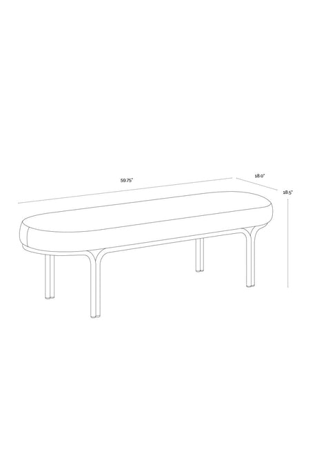 Oval Upholstered Bench by Splendido Gwen, alternate view 6