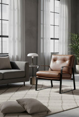 Brown Leather Industrial Lounge Chair by Splendido Sterling Accent Chair, alternate view 2