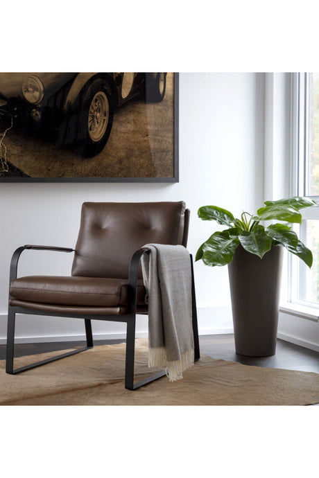 Brown Leather Industrial Lounge Chair by Splendido Sterling Accent Chair, alternate view 12