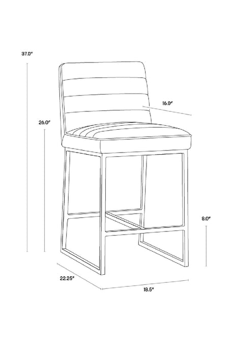 Modern Channel-Tufted Counter Stool by Splendido Spyros, alternate view 8