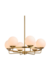 Gold Framed White Glass Chandelier by Splendido Eliora