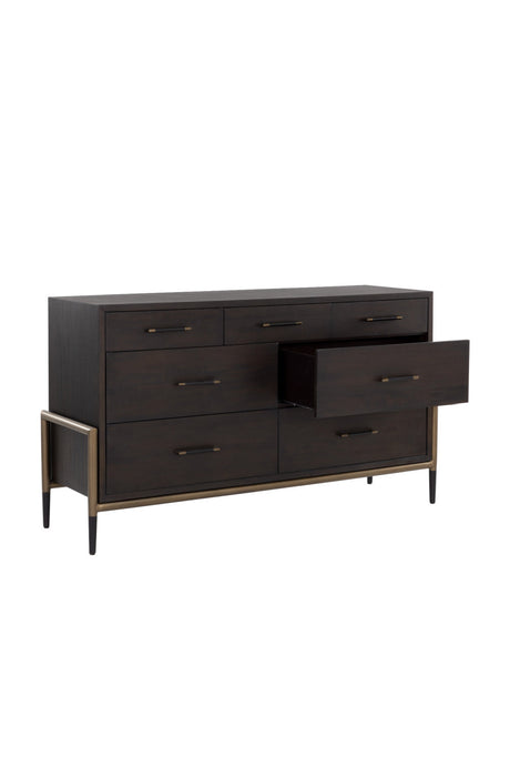 Brown Acacia 7-Drawer Dresser by Splendido Weldrick, alternate view 4