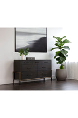 Brown Acacia 7-Drawer Dresser by Splendido Weldrick, alternate view 8