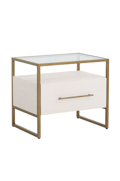 Cream Shagreen 1-Drawer Nightstand by Splendido Venice