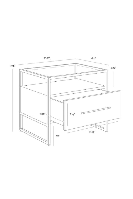 Cream Shagreen 1-Drawer Nightstand by Splendido Venice, alternate view 9
