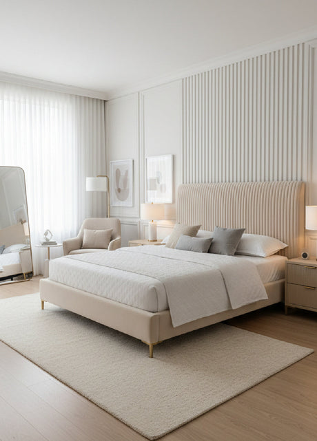 Cream Tufted King Bed by Splendido Harris, alternate view 2