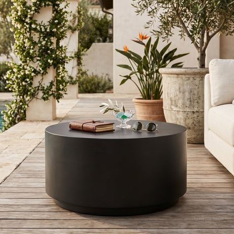 Black Cylindrical Indoor/Outdoor Coffee Table by Splendido Rubin, alternate view 2