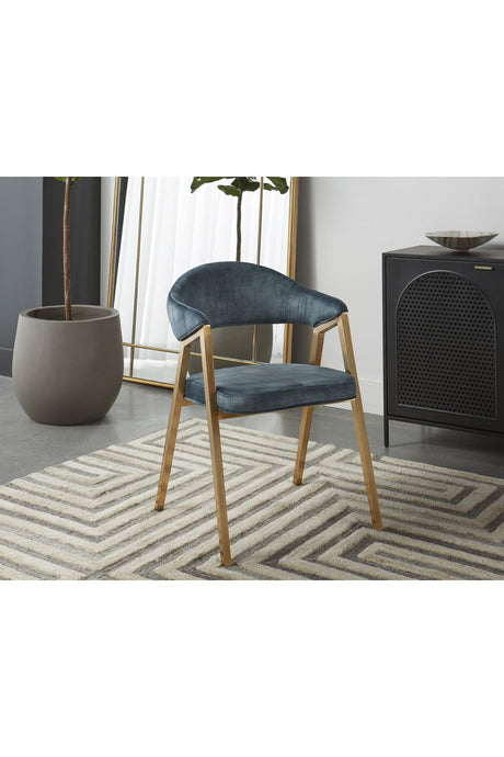 Blue Channeled Back Dining Armchair by Splendido Burgos Dining Chair, alternate view 10