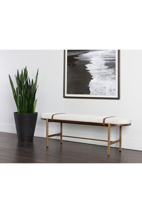 Oval White Fabric Bench by Splendido Elaine, alternate view 6