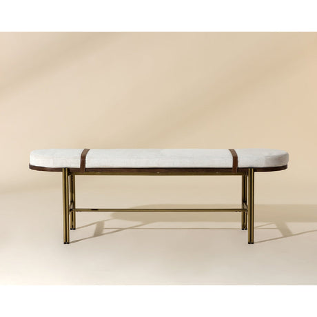 Oval White Fabric Bench by Splendido Elaine, alternate view 8