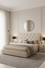 Taupe Hexagonal-Tufted King Bed by Splendido Alisha, alternate view 2