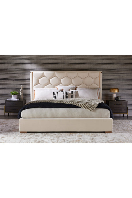 Taupe Hexagonal-Tufted King Bed by Splendido Alisha, alternate view 5
