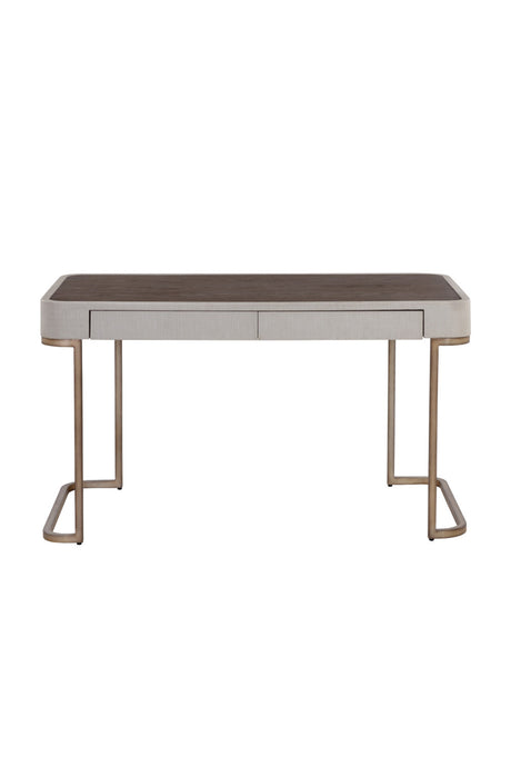 Cream Leather Look 2-Drawer Desk by Splendido Jamille