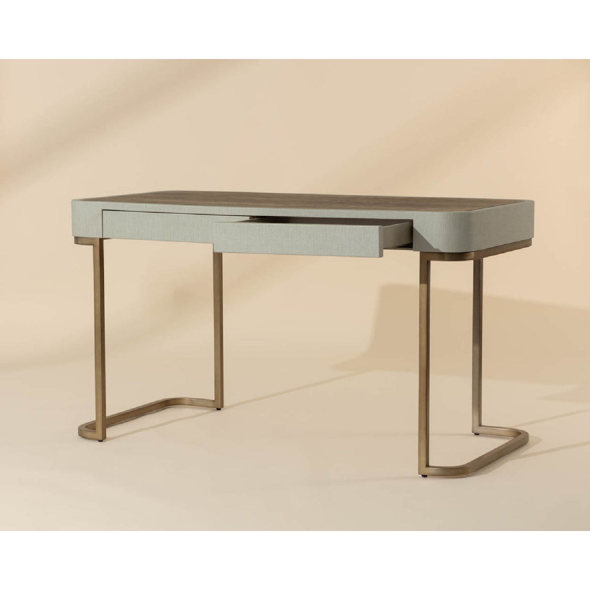 Cream Leather Look 2-Drawer Desk by Splendido Jamille, alternate view 11