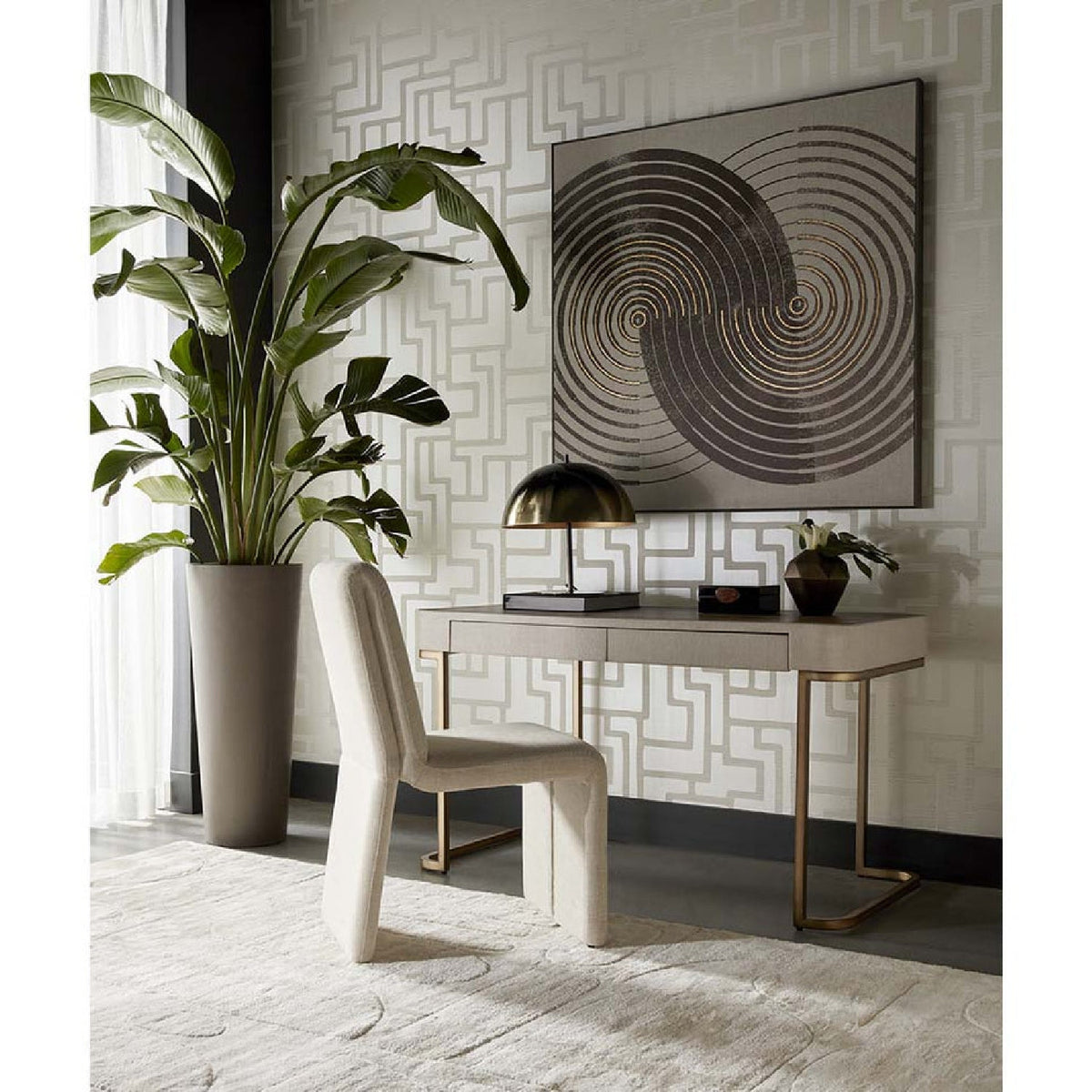 Cream Leather Look 2-Drawer Desk by Splendido Jamille, alternate view 13
