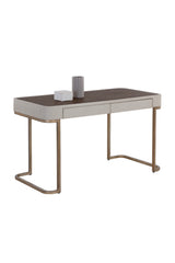 Cream Leather Look 2-Drawer Desk by Splendido Jamille, alternate view 4