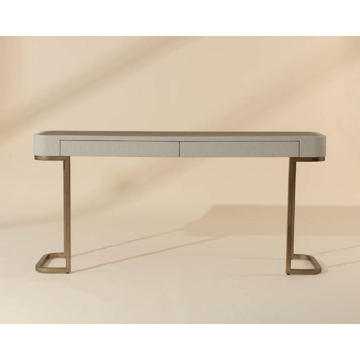 Cream Leather 2-Drawer Console Table by Splendido Jamille, alternate view 8