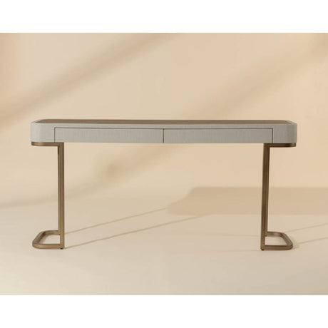 Cream Leather 2-Drawer Console Table by Splendido Jamille, alternate view 8