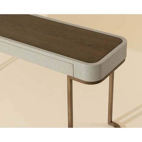 Cream Leather 2-Drawer Console Table by Splendido Jamille, alternate view 11