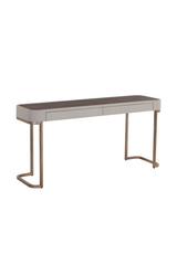 Cream Leather 2-Drawer Console Table by Splendido Jamille