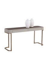 Cream Leather 2-Drawer Console Table by Splendido Jamille, alternate view 3