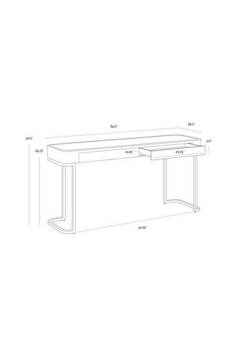 Cream Leather 2-Drawer Console Table by Splendido Jamille, alternate view 13