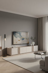 Cream Leather 4-Door Storage Cabinet by Splendido Jamille, alternate view 2