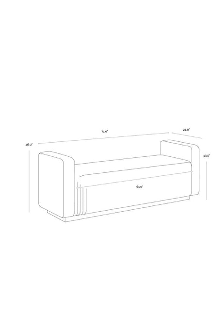Channel-Tufted Fabric Bench by Splendido Odette, alternate view 8