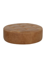 Brown Leather Round Ottoman by Splendido Nilda