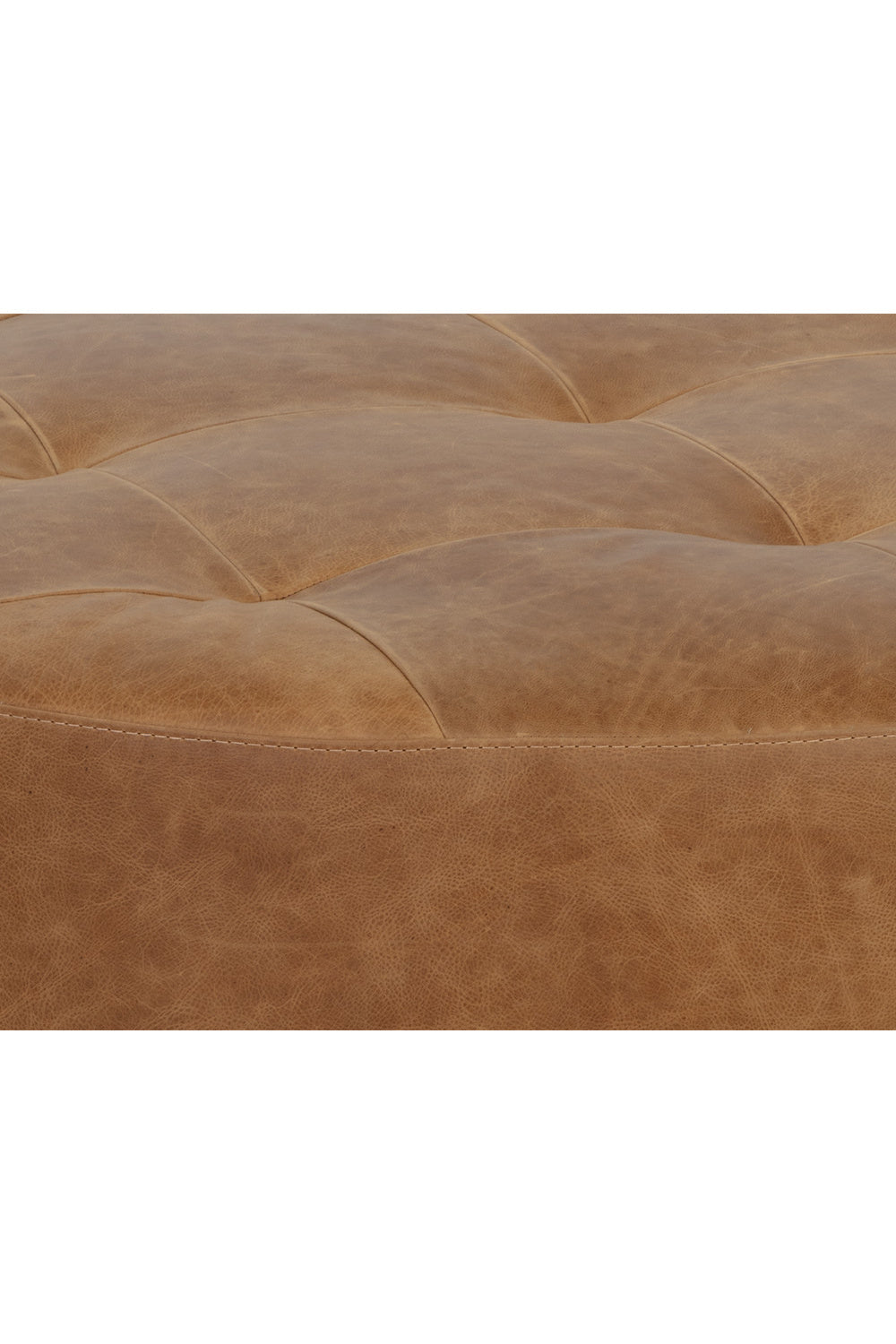 Brown Leather Round Ottoman by Splendido Nilda, alternate view 6