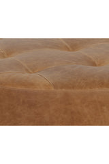 Brown Leather Round Ottoman by Splendido Nilda, alternate view 6