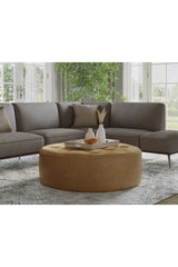 Brown Leather Round Ottoman by Splendido Nilda, alternate view 7