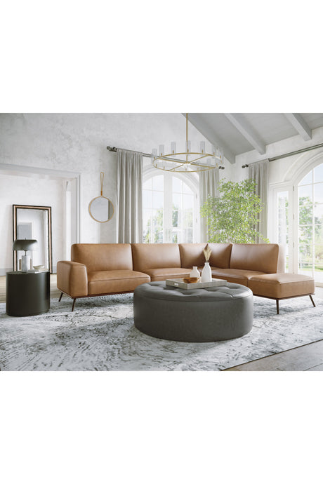 Brown Leather Chaise Sofa by Splendido Brandi, alternate view 9