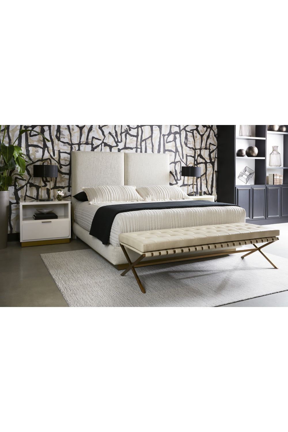 Rectangular Cream Bedside Table by Splendido Jenkins Nightstand, alternate view 8
