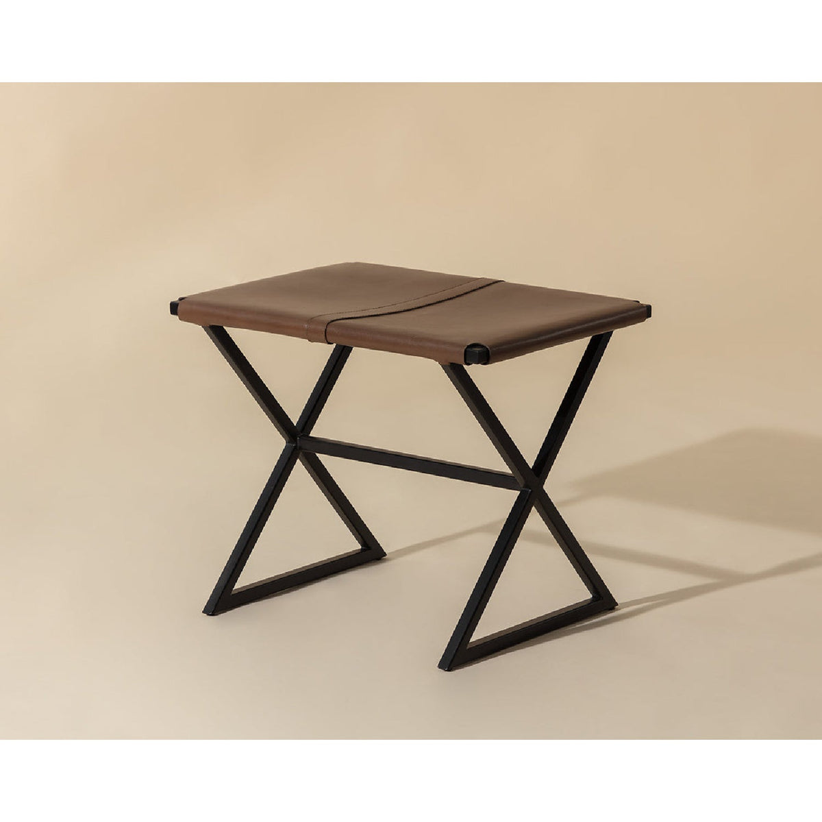 Brown Leather Stool by Splendido Elon Accent Stool, alternate view 7