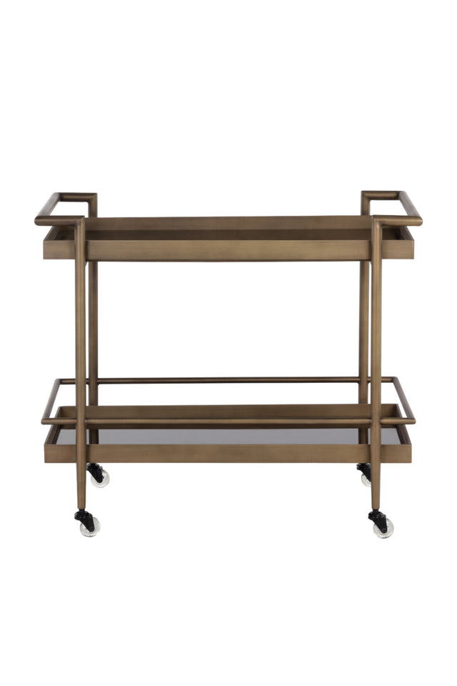 Black Glass Shelves Bar Cart by Splendido Livingston Trolley