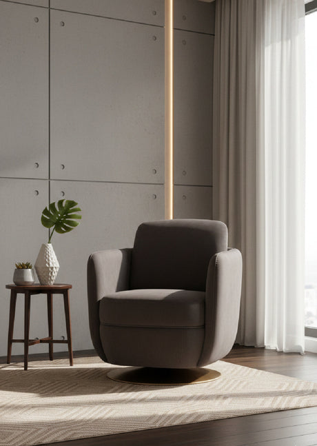 Gold Base Swivel Lounge Chair by Splendido Gilley Accent Chair, alternate view 12