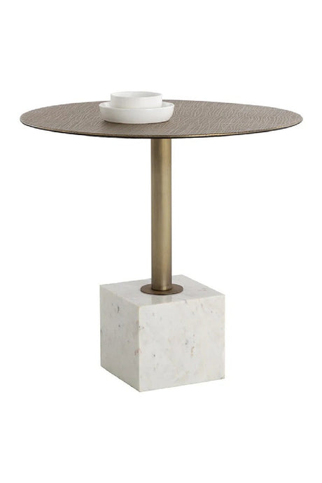 Antique Brass Marble Bistro Table by Splendido Kata Dining Table, alternate view 3