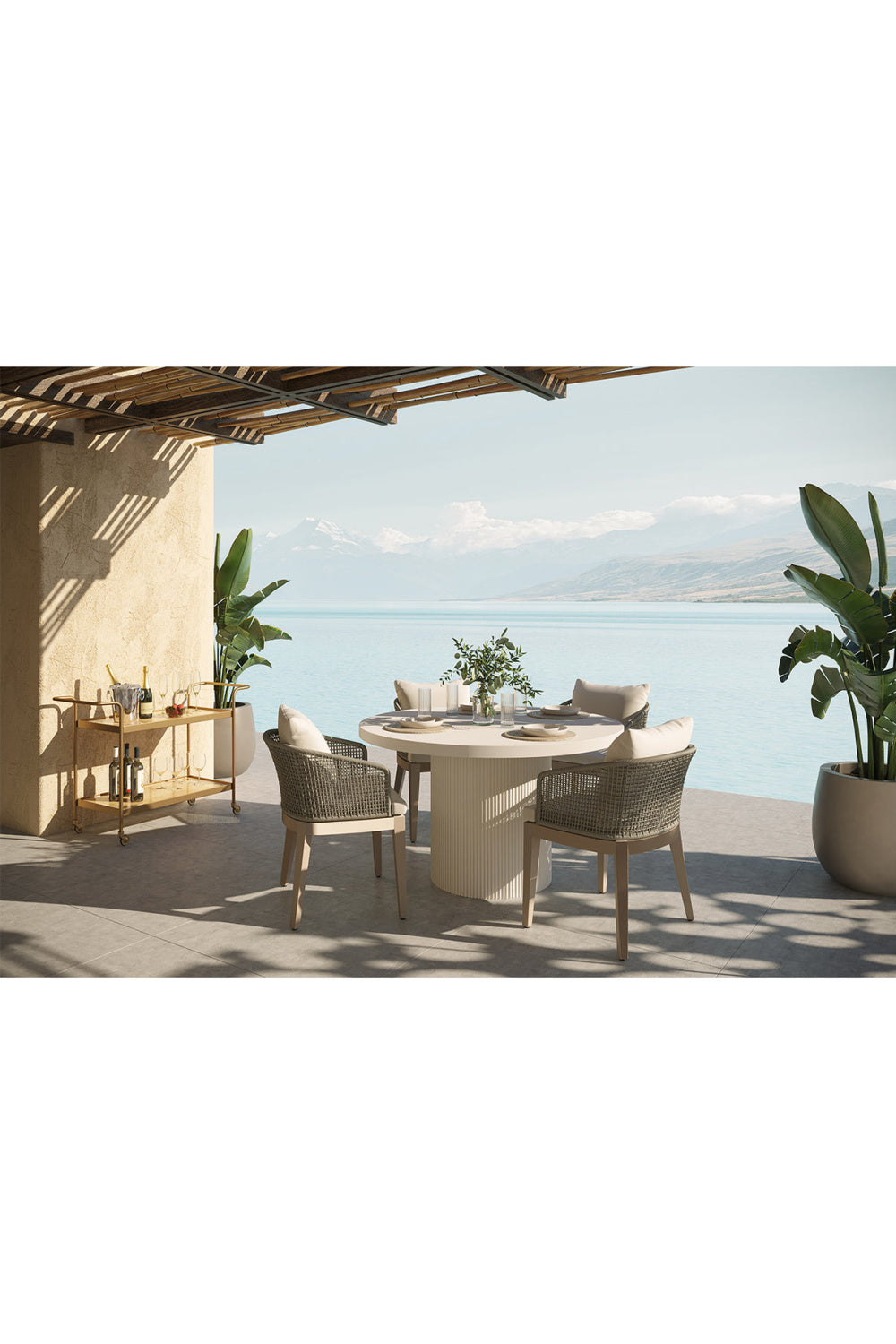 White Concrete Indoor/Outdoor Dining Table by Splendido Nicolette, alternate view 10