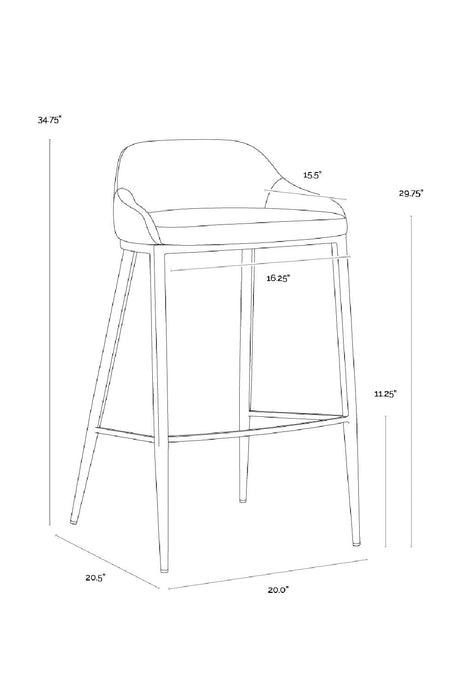 Low-Back Leather Look Bar Stool by Splendido Astra Barstool, alternate view 34
