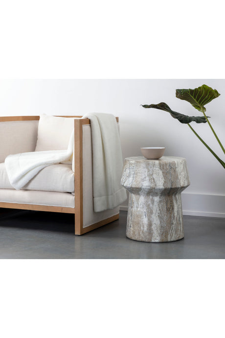 Marble Look Indoor/Outdoor End Table by Splendido Brie Side Table, alternate view 7