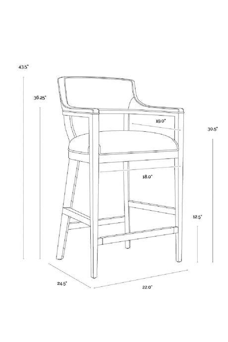 Oak Wood Frame Leather Barstool by Splendido Brylea, alternate view 8