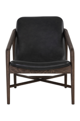 Black Leather Oak Lounge Chair by Splendido Cinelli Accent Chair, alternate view 3