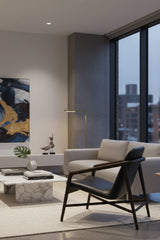 Black Leather Oak Lounge Chair by Splendido Cinelli Accent Chair, alternate view 2