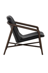 Black Leather Oak Lounge Chair by Splendido Cinelli Accent Chair, alternate view 4