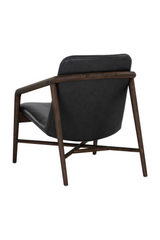 Black Leather Oak Lounge Chair by Splendido Cinelli Accent Chair, alternate view 5