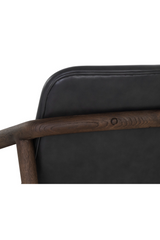 Black Leather Oak Lounge Chair by Splendido Cinelli Accent Chair, alternate view 6